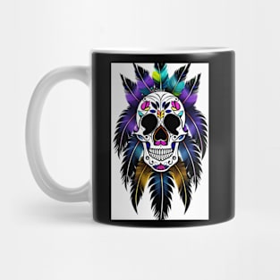 skull with feathers Mug